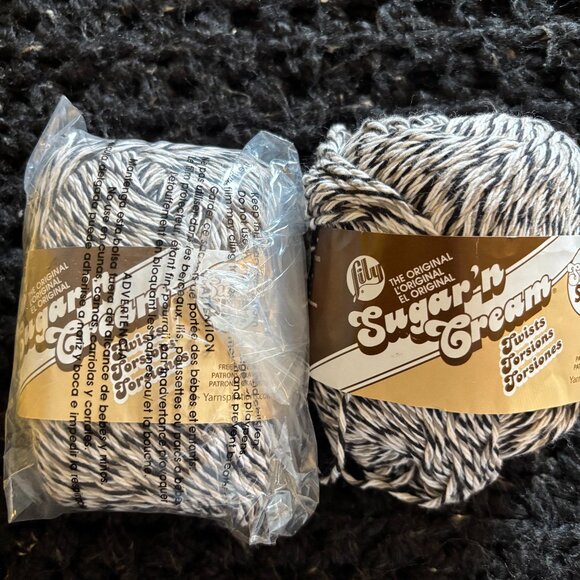 Sugar and Cream yarn. Both have not been used. Thin pile. Black and white. - Picture 1 of 4